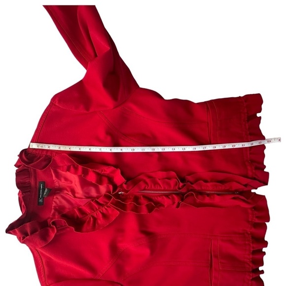 INC International Concepts Women's Red Ruffle Zip Up Jacket Size XL - Picture 6 of 10